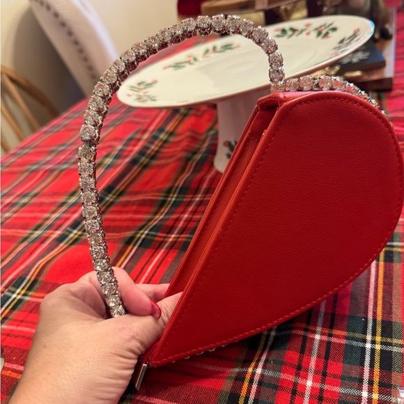 Heart-Shaped Bag with Rhinestone Handle - Picture 9 of 9